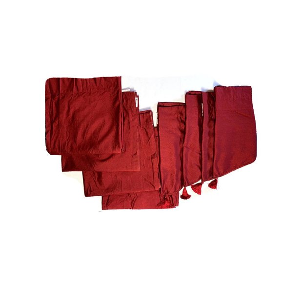 JC Penney Set 8 Curtains & Valances Window Treatments Drapes Dark Red Luxury htf - Picture 1 of 5